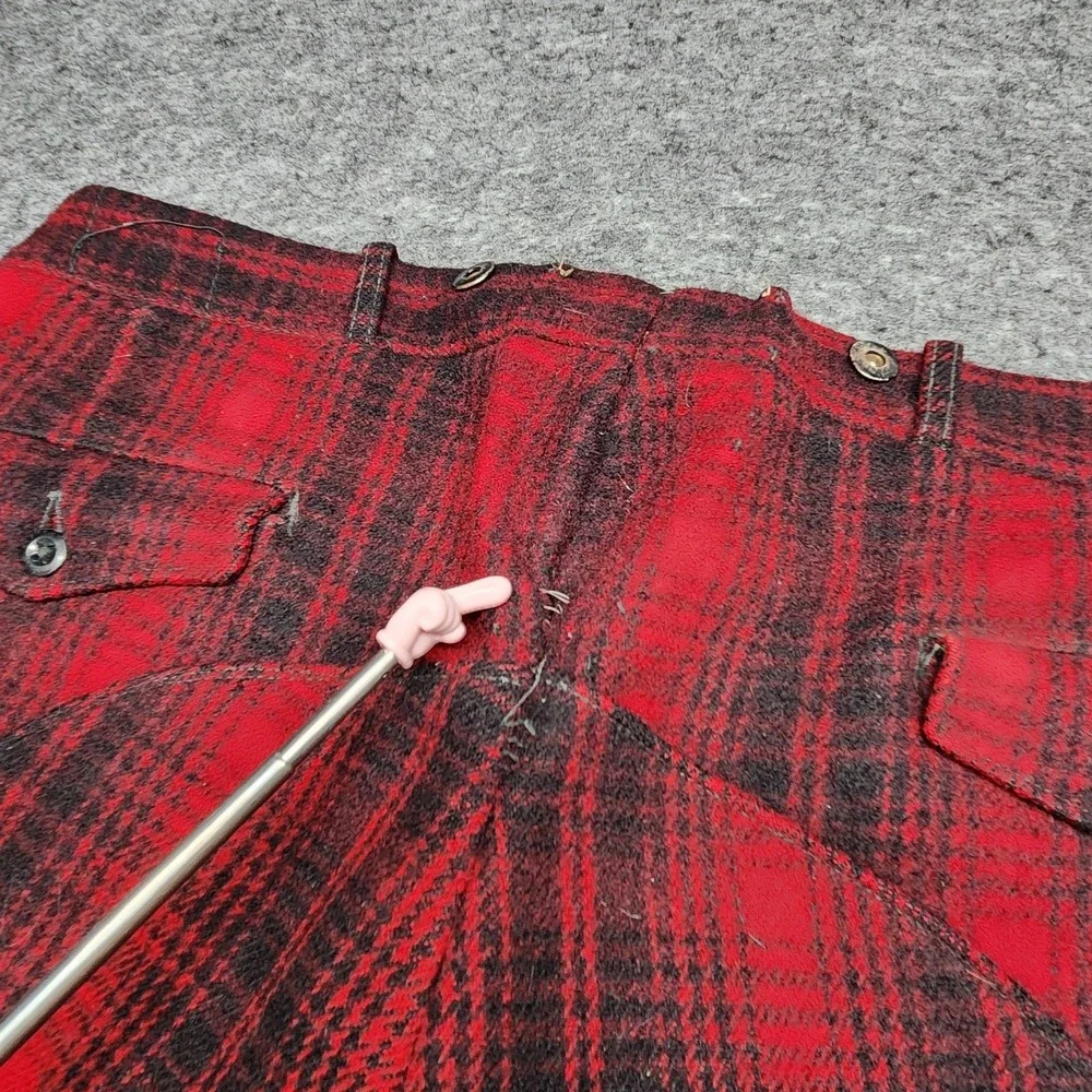Woolrich VTG Buffalo Plaid Red Black Mackinaw Wool Double Front Hunting Pants 38